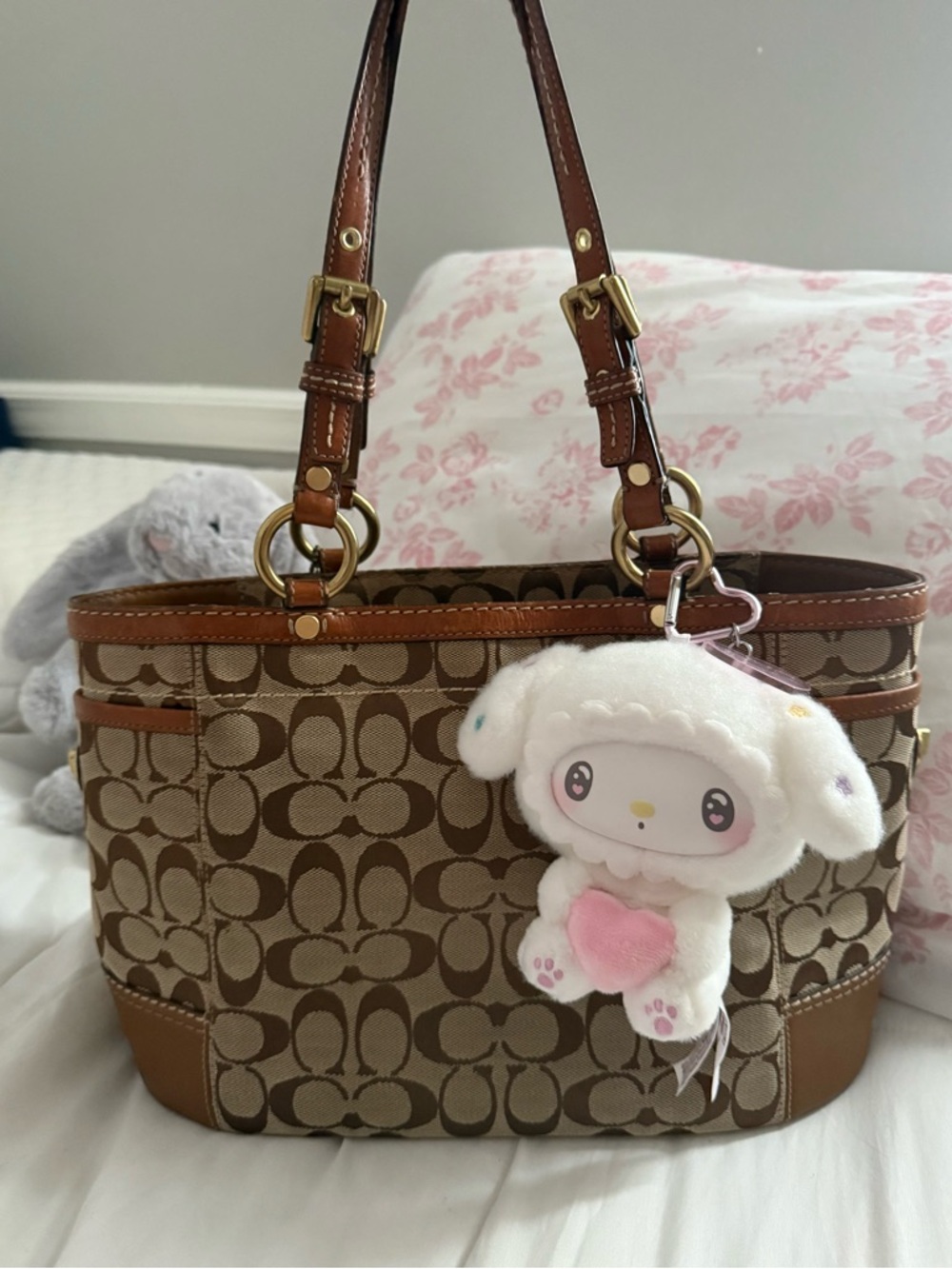 Coach Vintage Y2K Brown Bag with My Melody Plush Charm